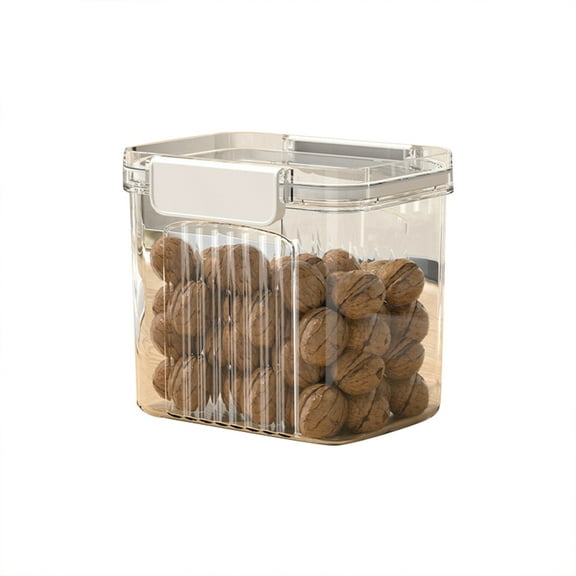 THHEIC Set of Transparent Rectangular Food Storage Containers with Airtight Lids, Pantry Organization Jars for Nuts, Candy, Dry Goods, and Kitchen Storage, White Buckle Design