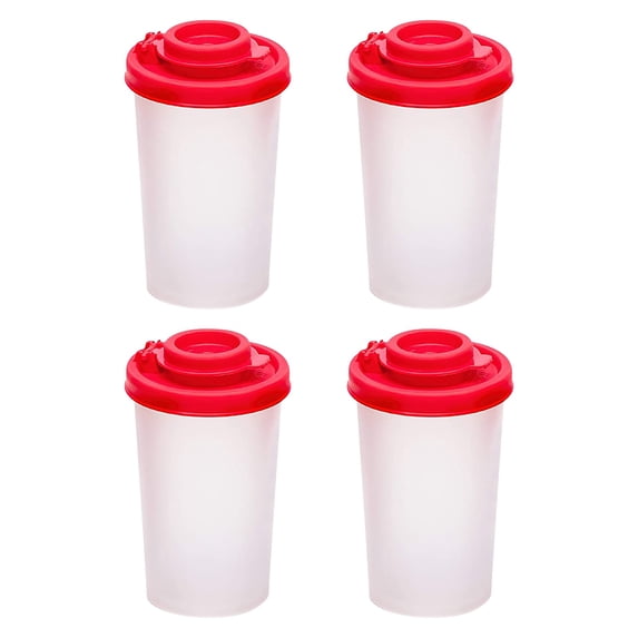 THHEIC Set of 4 Clear Plastic Travel Spice Shakers with Colored Moisture-Proof Lids, Compact and Airtight for Camping, Picnics, and Lunch Boxes