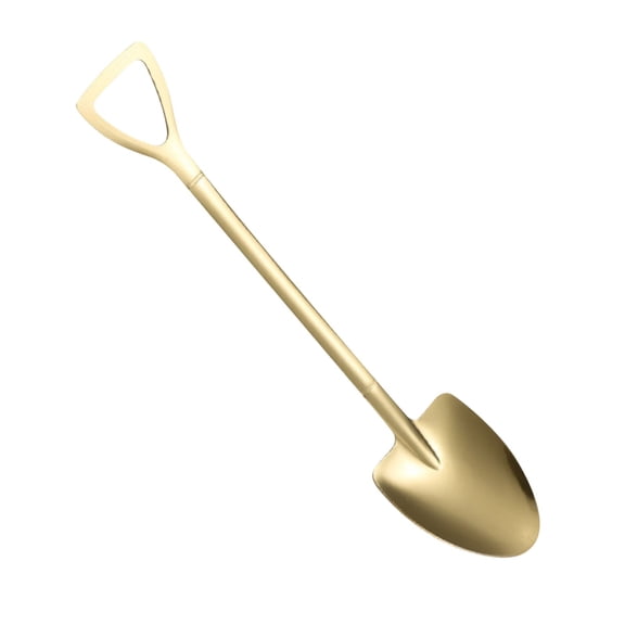 THHEIC Shovel Spoon Dessert Spoons- Ice Cream Spoon Gold Shovel Shape Spoons Mini Long Handle Coffee Afternoon Teaspoon for Home Kitchen Restaurant Party