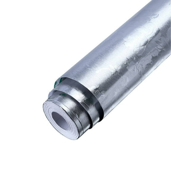 THHEIC Silver Contact Paper, Water and Oil Proof Kitchen Backsplash, Metallic Peel and Stick Wallpaper, Self Adhesive Aluminum Foil for Countertop Cabinet Drawer