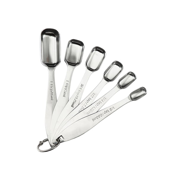 THHEIC Square Measuring Spoon Set, 6 Piece Stainless Steel Baking and Cooking Measuring Spoons with Scale, Kitchen Seasoning Spoon Set for Daily Use