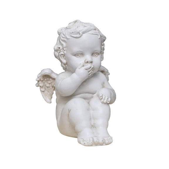 THHEIC Vintage Style Cherub Angel Statue, Charming Indoor and Outdoor Sculpture for Shelf, Table, Yard, Garden, and Car Decor, Resin Material