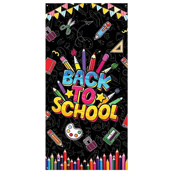 THHEIC Welcome Back To School Door Cover Banner First Day of School Back to School Banner Sign Hanging Polyester Photography Background Classroom and Office Decorations