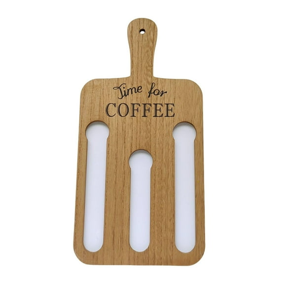 THHEIC Wooden Coffee Pod Storage Organizer, Wall Mount & Countertop Carousel with Handle, Rectangular Holder for Espresso Capsules & K-Cup Display