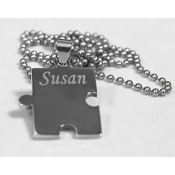 THICK PUZZLE PIECE JIGSAW FAMILY, ETC SOLID STAINLESS STEEL BALL CHAIN NECKLACE