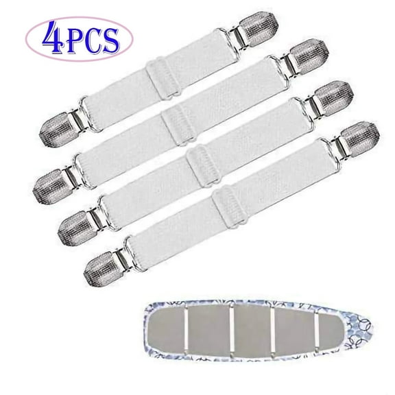 THICVEN Ironing Board Cover Clips, Adjustable Ironing Board Pad Braces Fasteners Mini Suspenders - Keep Cover Flat and Secure Tention Clips