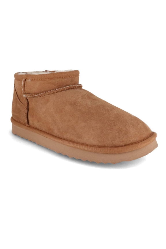 THIES Women's Sheepskin Slipper Boots | Mega Shorty, Chestnut