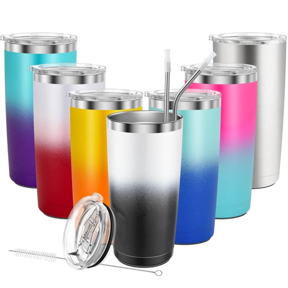 THILY Stainless Steel Vacuum Insulated Tumbler 20 oz Travel Coffee Mug with Sliding Lids and Straw, Durable Powder Coated Cup, Non-slip Bottom, Great for Ice Drink, Beverage, Tuxedo