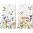 thumbnail image 1 of SOME THING Anemone Flower Hummingbird Kitchen Towels Dish Towels, 18x26 Inch Seasonal Spring Summer Wild Floral Holiday Decoration Hand Towels Set of 2, 1 of 6