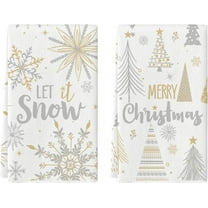 SOME THING Snowflake Let It Snow Xmas Trees Merry Christmas Kitchen Towels Dish Towels, 18x26 Inch Daily Seasonal Winter Decoration Hand Towels Set of 2