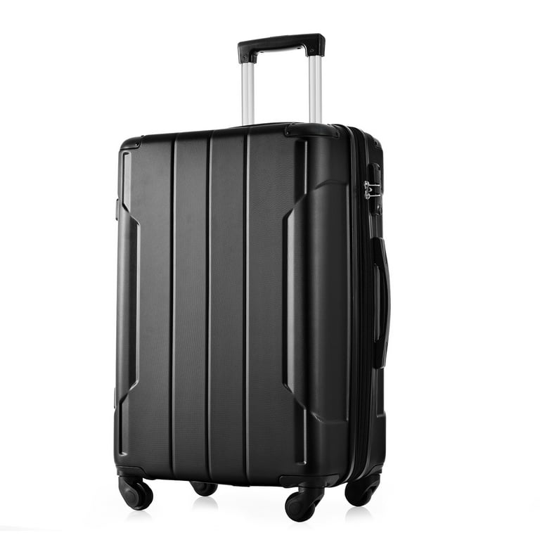 THINK 30 24 inch Hardside Spinner Luggage Extendable Lightweight Carry On Suitcases 4 Spinner Wheels ABS Luggage Hard Side with TSA Lock Black