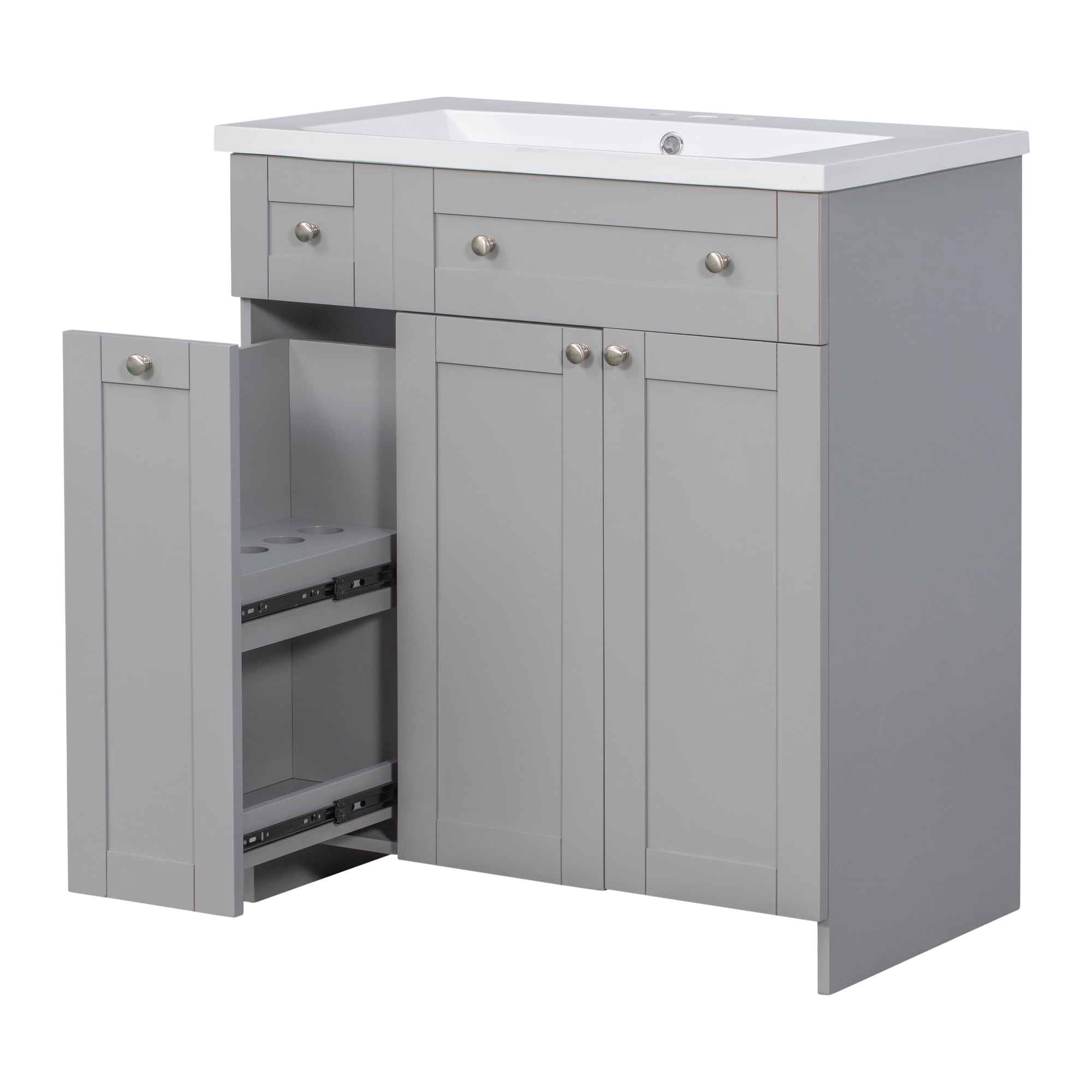 THINK 30,30" Bathroom Vanity and Sink Combo, Modern Bathroom Vanity Set with White Countertop ...