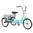 thumbnail image 1 of Harper & Bright Designs Adult Tricycles, 3 Wheel Bikes 1 Speed, 26 Inch Wheels W/Installation Tools with Low Step-Through, Large Basket, Tricycle for Adults, Women, Men, Cyan, 1 of 6