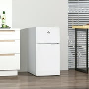 Harper & Bright Designs Double Door Mini Fridge with Freezer, 3.2 Cu.Ft Compact Refrigerator with Adjustable Shelf, Adjustable Thermostat and Reversible Door for Bedroom, Dorm, Home Office, White