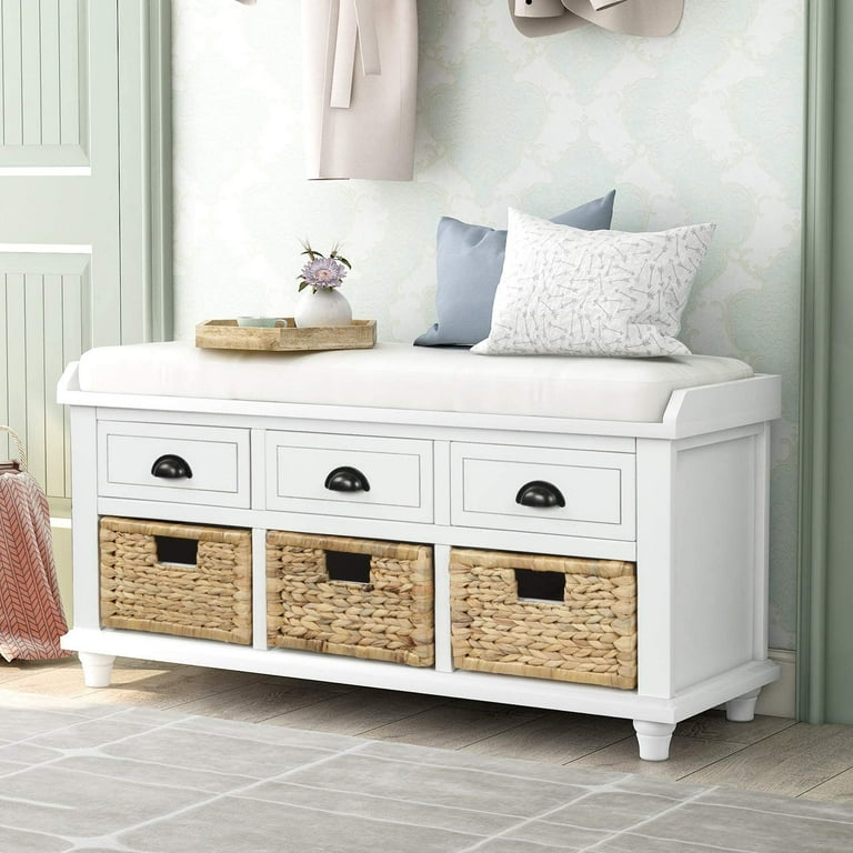 Wicker shoe bench outlet