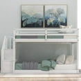 thumbnail image 1 of Harper & Bright Designs Twin Over Twin Bunk Bed with Staircase and Storages for Teens, Solid Wood Low Bunk Beds with Wood Support Slats, No Box Spring Required, 1 of 9