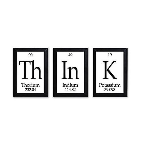 THINK Periodic Table Of Elements - Set of 3-11x14 Unframed Art Prints - Great Gift Decor for Geeks