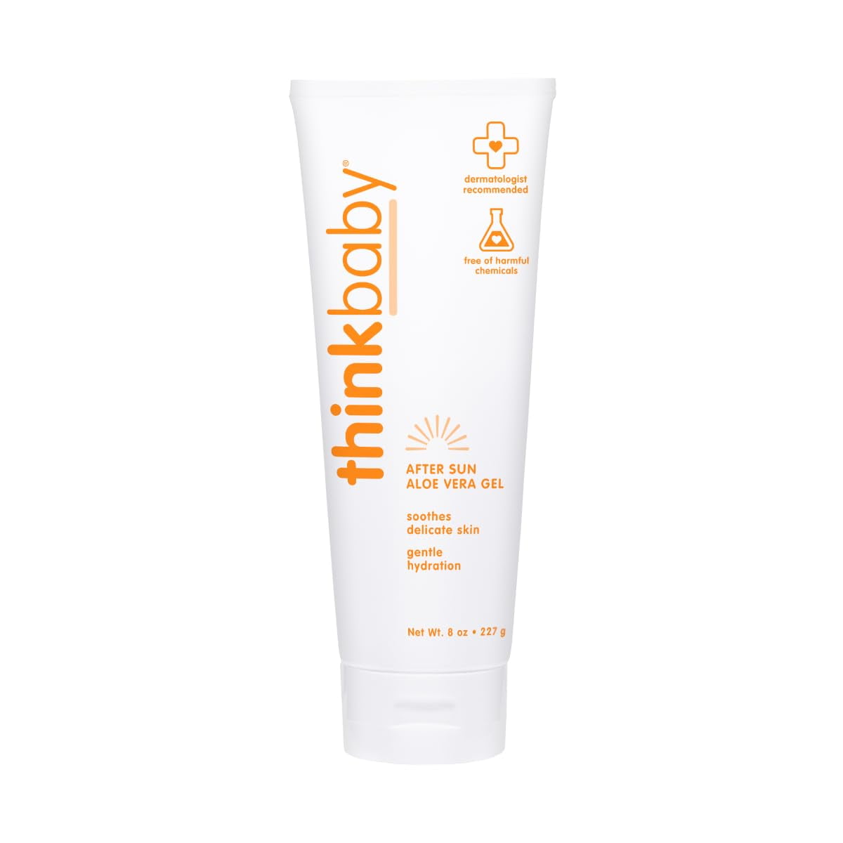THINK Thinkbaby Aloe Vera BCA3Gel, After Sun Relief, 8 Fl Oz, EWG Verified Natural After Sun Skincare for Face & Body - Hydrating, Soothing & Moisturizing Sunburn Solution for Babies & Toddlers