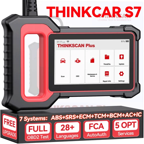 THINKCAR Thinkscan Plus S7 OBD2 Scanner Car Diagnostic Tool, 7 Systems Automotive Diagnostic Scanner Code Reader with Free 5 Resets, ABS/SAS/Oil/EPB/Throttle Reset, Auto Analyzer 12V Car Auto VIN