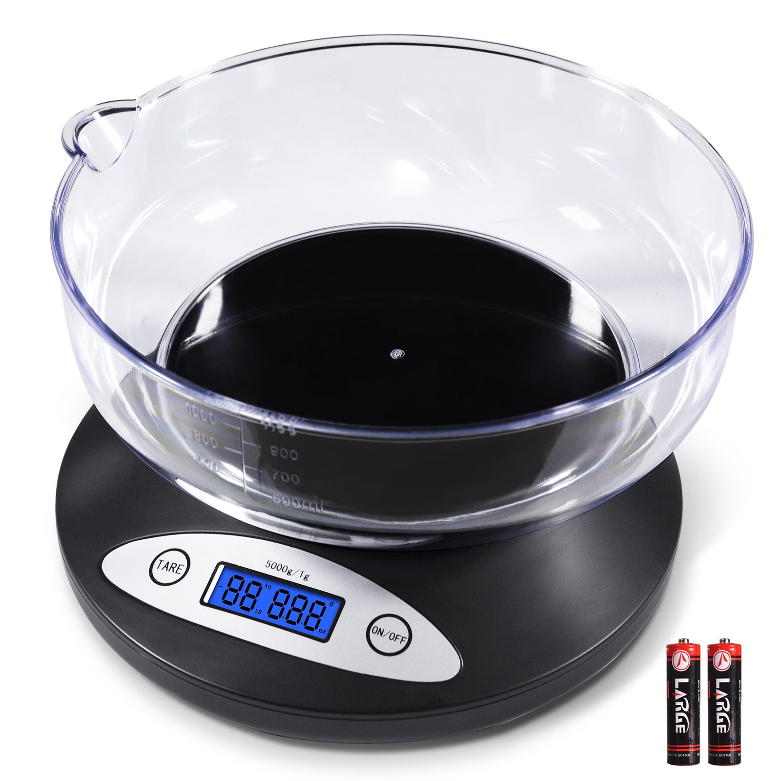 THINKSCALE Large Nutrition Measure Digital Kitchen Scale 5000g 11lb with Bowl 2 Modes Tare Function LCD Display Walmart