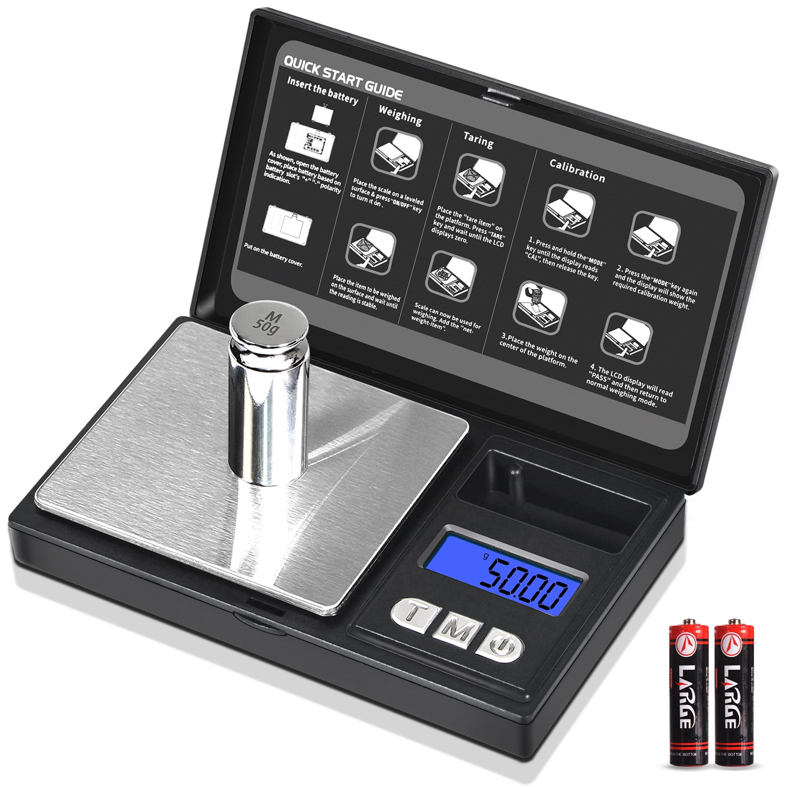 Digital Milligram Scale, 100g x 0.001g High Precision Jewelry Gram Scale, 8  Units Conversion Portable Reloading Scale with LCD Display Tare Weights