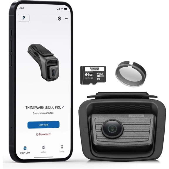 THINKWARE U3000 PRO 4K Front Dash Cam, 64Ghz Built-in Radar Buffered Parking Mode, STARVIS 2 Sensors, HDR, 5GHz Wi-Fi GPS, LTE or Cabin Cam Compatible (64GB Memory Card, CPL, Hardwiring Cable Incl)