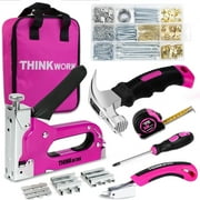 THINKWORK 3-in-1 Pink Staple Gun Set with 900 Staples, Staple Remover & Storage Case — Perfect DIY Gift for Women, Home Repairs, and Crafts