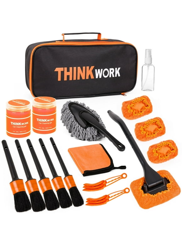 THINKWORK Car Duster Interior Kit, Car Cleaner Set Made by THINKWORK TW6068 (Orange)
