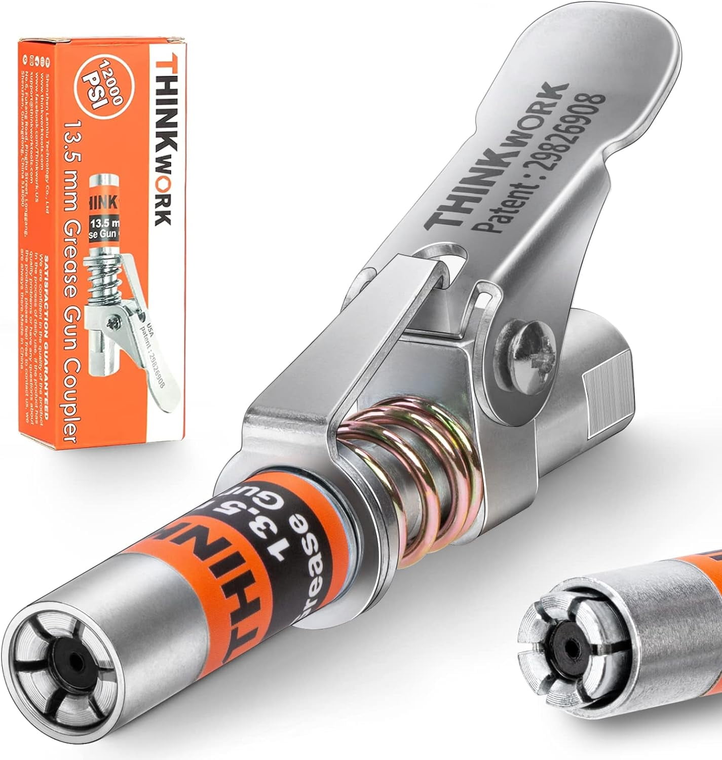 THINKWORK Grease Gun Coupler, 0.53" Grease Gun Tips, Strong Lock on
