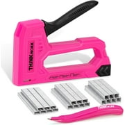 THINKWORK Light Duty Staple Gun, Pink Upholstery Staple Gun for Wood with 2100pcs JT21 Staples 1/4", 5/16", 3/8" and Staple Remover, Women Fabric Stapler Gun for Crafts, Wall, Arts, DIY, Decoration