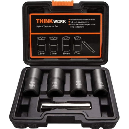 THINKWORK TW6009 Twist Socket 4 in Socket Size, 1/2 in Drive Size, Deep, 5 Piece
