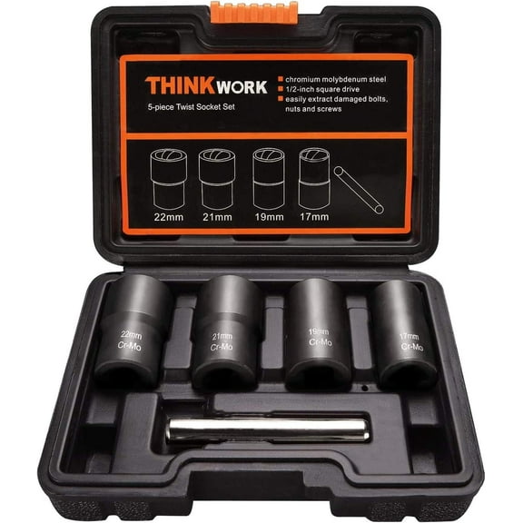 THINKWORK TW6009 Twist Socket 4 in Socket Size, 1/2 in Drive Size, Deep, 5 Piece