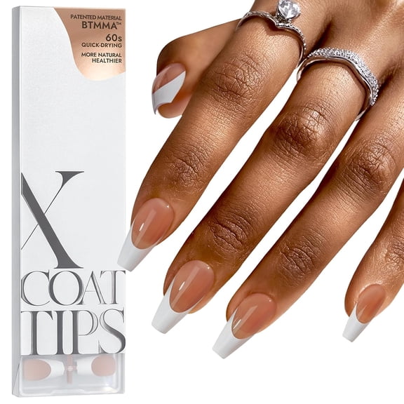 THINWAY French Gel Nail Tips - French Tip Press on Nails Brown Medium Coffin XCOATTIPS for Nail Extensions