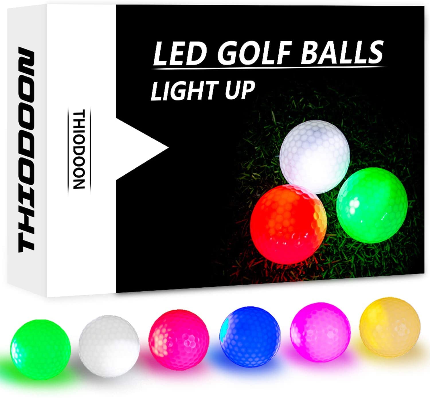 THIODOON Glow in The Dark Golf Balls Light up Led Golf Balls Night Golf