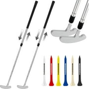 THIODOON 2 Pack Golf Putter Men and Women Kids Putter Two-Way Mini Golf Putters with Adjustable Size Shaft and 6 Tees Ideal Golf Clubs for Children, Junior and Youth Golfers, 21"-37"