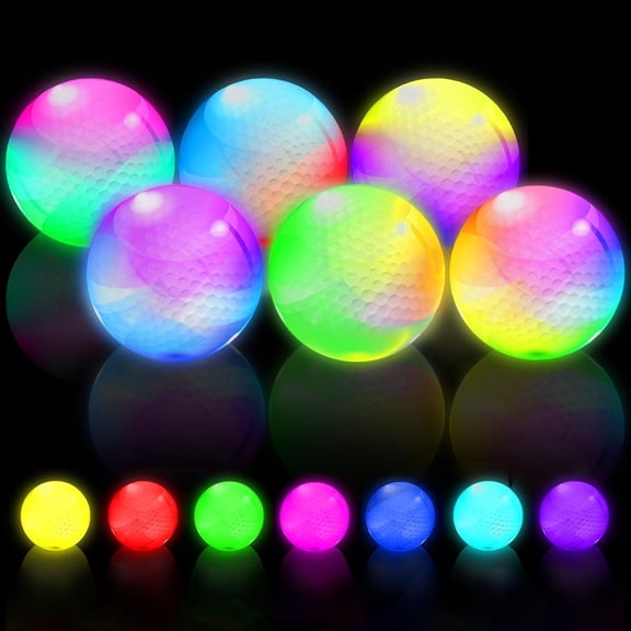 THIODOON Glow in The Dark Golf Balls with 7 Colors Keep Changing and Timer Resets Every Striking Light up LED Glowing Golf Balls 48 Hours Battery Life for Night Golfing