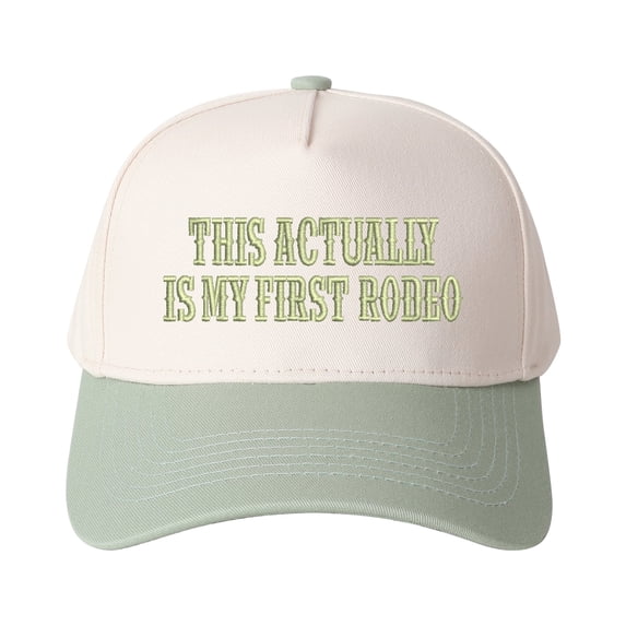 THIS ACTUALLY IS MY FIRST RODEO Letter Embroidered Color Block Trucker Hat Unisex Adjustable Cotton Breathable Fashion Cap for Travel Daily Wear