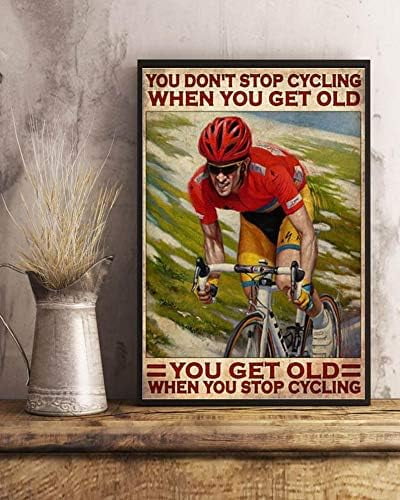 Targa Vintage EYSL 'Don't Stop Cycling' 30,5x20,3 Cm - Cartello In Latta Per Decorazione Parete, Musica E Bike - 4
