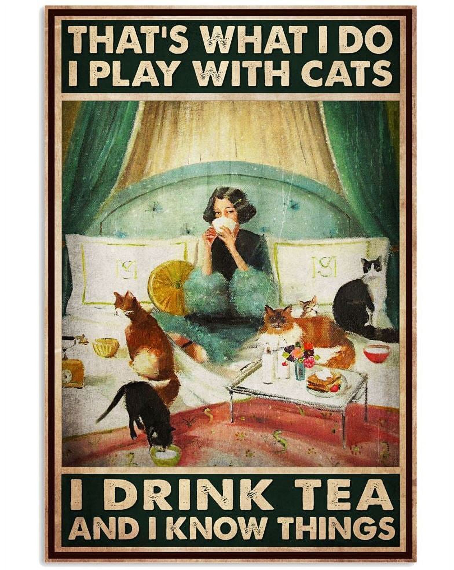 THIYOTA That's What I Do I Play With Cats I Drink Tea And I Know Things Poster Art Print Puzzle 300 Pieces - image 1 of 5