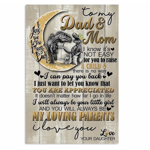 THIYOTA To My Dad Mom I Love You To The Moon And Back Dinosaur Poster Art Puzzle 300 Pieces