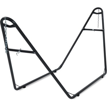 FDW Adjustable Hammock Chair Stand – Heavy Duty Steel, Indoor/Outdoor, Holds 400 Lbs, Black