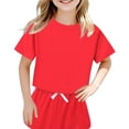 thumbnail image 1 of THJRPQJFD 2 Piece Outfits for Girls Summer Gym Shorts Sets Kids Crewneck Fitted Crop Top & Elastic Waist Shorts Casual Workouts Yoga Activewear for Teens 3-14T Toddler Girl Clothes, 1 of 3