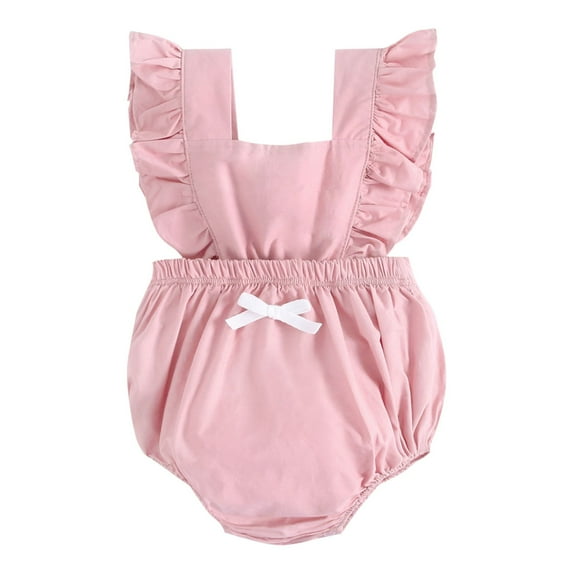 THJRPQJFD Baby Girls Linen Clothes Rompers Infant Summer Jumpsuits Newborn Girl Basic Plain Ruffle Short Sleeve Romper Infant Girl Clothes Baby Onesies Summer Outfit