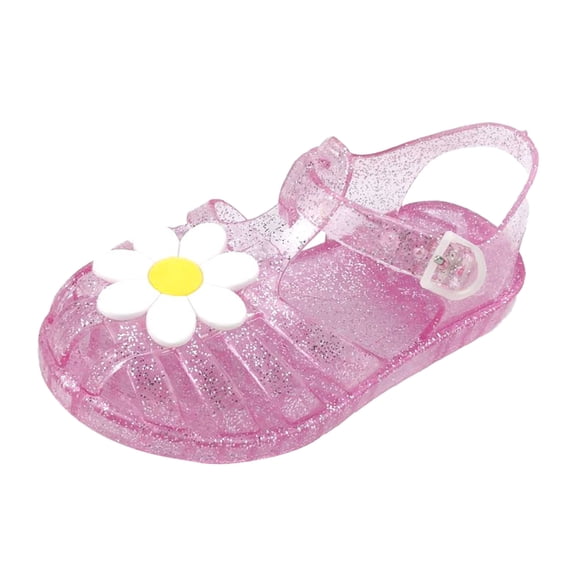THJRPQJFD Baby Jelly Flats with Floral Kids Dance Shoes Toddler Party Mary Jane Cosplay Shoes Princess Sandals for Little Girls Shoes