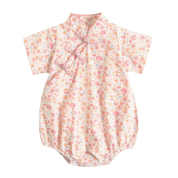 THJRPQJFD Baby Warm Suit Kids Baby Girls Short Sleeve Floral Patchwork Romper Bodysuit Attractive Outfit Onesies 3-6 Months Girls' Clothing Sets Clothes For 1 Year Old Boy Size 7 Boys Clothes Top