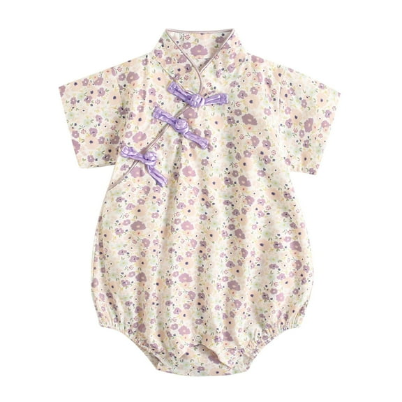 THJRPQJFD Baby Warm Suit Kids Baby Girls Short Sleeve Floral Patchwork Romper Bodysuit Attractive Outfit Onesies 3-6 Months Girls' Clothing Sets Clothes For 1 Year Old Boy Size 7 Boys Clothes Top