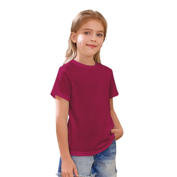 THJRPQJFD Basic Tops Kids Girls Crewneck T Shirts Girls Solid Color Fashion Tops Toddler Soft Breathable Everyday Short Sleeve Shirt Baby Girl Clothes