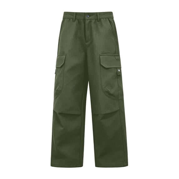 THJRPQJFD Boys Cargo Sweatpants Girls Straight Leg Elastic Waist Pants Athletic Open Bottom Jogger with Pockets Workout Trousers Hiking Preppy Track Pants Clothes
