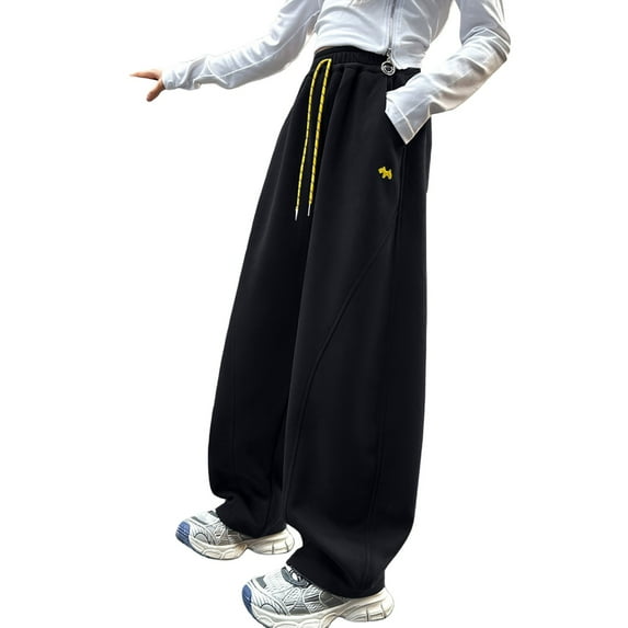 THJRPQJFD Girls Loose Fit Sweatpants with Drawstring Kids High Waisted Joggers Teen Girl Trendy Casual Pant Girl Baggy Solid Color Pants Tween Girl Clothes
