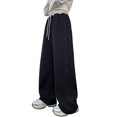 thumbnail image 1 of THJRPQJFD Girls Sweatpants Wide Leg High Waist Baggy Sweat Pants Contrast-Waist Track Pants Oversized Sports Joggers with Pockets Preppy Open Bottom, 1 of 4